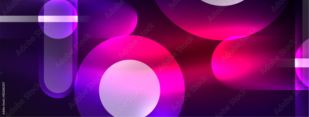 Poster a bunch of glowing circles on a dark background high quality