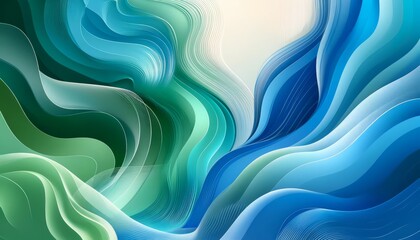 An abstract image with harmonious color gradients, featuring smooth transitions between shades of blue, green, and turquoise.