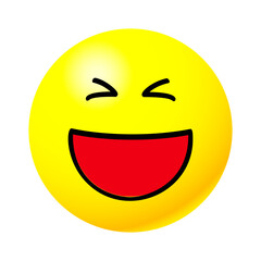 Vector illustration of 3D yellow happy emoji on transparent background