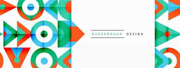 Fototapeta premium A vibrant geometric pattern featuring rectangles, triangles, circles, and arrows in electric blue on a white background. Perfect for a logo or brand graphics art