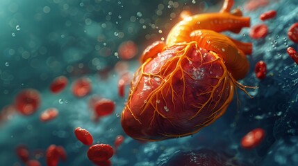 3D rendering image illustrating common risk factors associated with heart disease, including high blood pressure, high cholesterol, smoking, and obesity