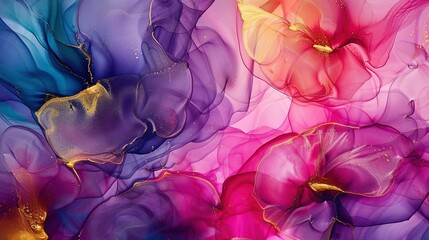 Ink Infusion: Abstract Floral Elegance in Colorful Layers