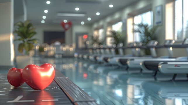 3D rendering image depicting cardiac rehabilitation programs and exercises for patients recovering from heart surgery or cardiovascular events