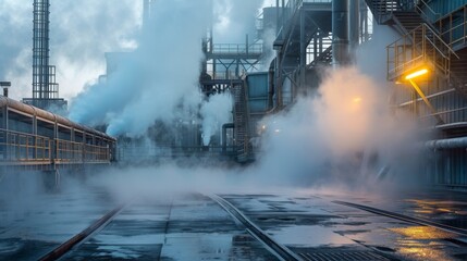 Fototapeta premium the heat recovery system, where heat generated from waste incineration is captured and used to produce steam