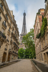 Paris France, city skyline at Eiffel Tower with street and architecture building