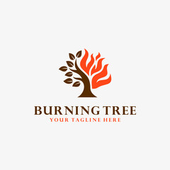 Burning tree logo design vector illustration 