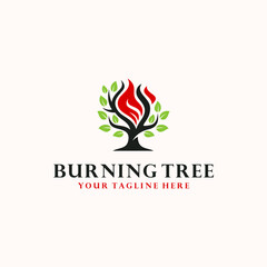 Burning tree logo design vector illustration 