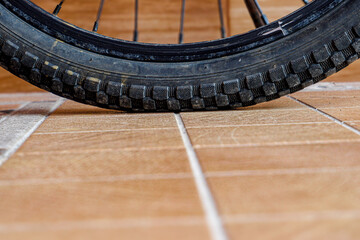 close up of a wheel on a bicycle