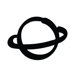 Hand drawn saturn cartoon doodle on white background © pockygallery11