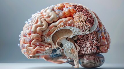 Fototapeta premium 3D rendering image depicting the specialized areas of the brain responsible for language processing and comprehension