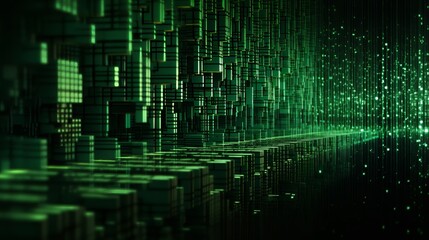Abstract matrix, code green, digital world, tech conference banner