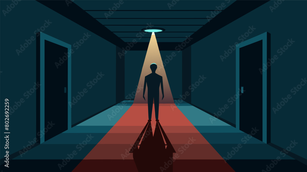 Aufkleber the end of the hall was a dead end with a single spotlight shining down on a distorted disfigured ma