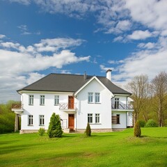 house in the village, Luxury white house in the village, Ai Generate 