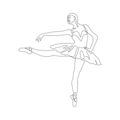 Continuous Line Art Drawing. Ballet Dancer ballerina. Vector Illustration silhouette of a dancer