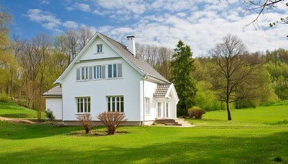 Obraz premium house in the village, Luxury white house in the village, Ai Generate 