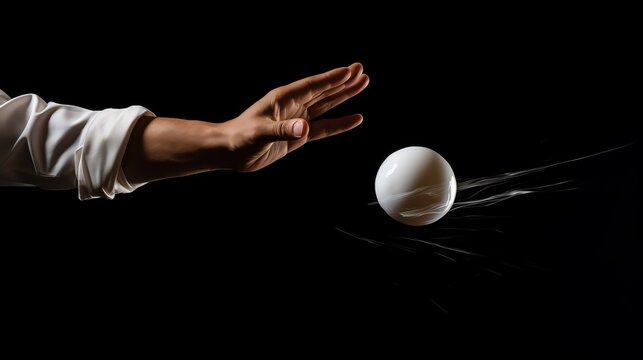 A dynamic image of a hand throwing a paper ball captured against a solid black background to highlight the movement and the casual break in a work environment