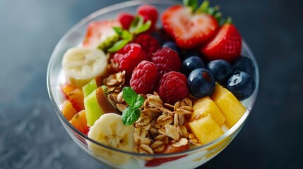 A bowl of fresh fruit and yogurt parfait, representing a nutritious and energizing start to the day