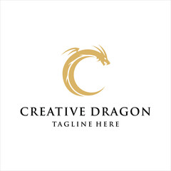 letter C East Asian dragon shape Vector, design inspiration.