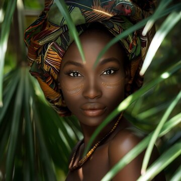 Una linda imagen de una mujer africana, mirando con una peque&ntilde;a sonrisa a la c&aacute;mara