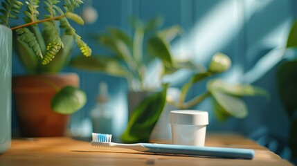 A toothbrush and toothpaste, essential for starting the day with freshness and hygiene