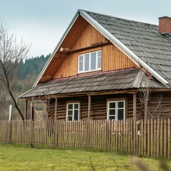 Obraz premium house in the village, Luxury white house in the village, Ai Generate 