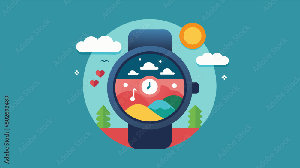 Poster an interactive watch face that displays calming images and plays soothing music when an individuals 