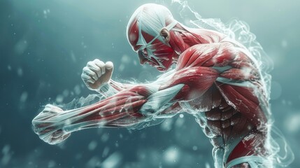 3D rendering image depicting the concept of muscle endurance, highlighting the ability of muscles to sustain contractions over extended periods without fatigue