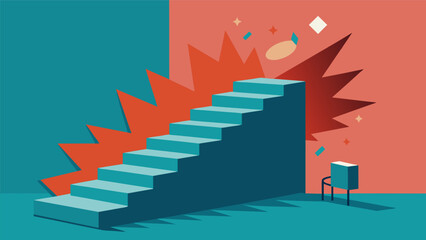 Fototapeta premium Suddenly the staircase begins to shake violently making it nearly impossible to keep your balance..