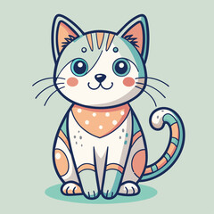 Minimalist doodle featuring a cat, Generative AI