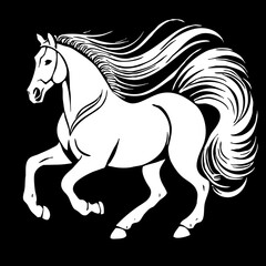 Obraz premium Horse . Black and white animal graphics. Logo design for use in graphics. Print for T-shirts, design for tattoos. Generated by Ai