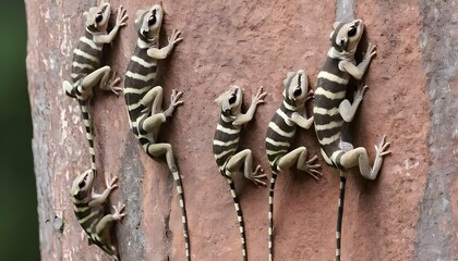 Lizards In A Synchronized Climbing Formation  2