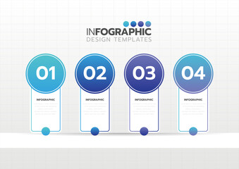 Modern Info-graphic Template for Business with 4 steps, icons for 4 options, Gradients multi-color, labels. Vector info-graphic element.