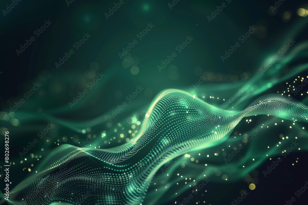 Poster abstract background with glowing waves of light and dots