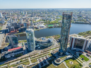 Yekaterinburg city with Buildings of Regional Government and Parliament, Dramatic Theatre, Iset...