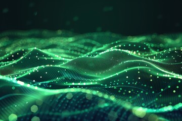 Abstract background with glowing waves of light and dots