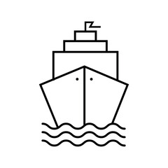 Ship line icon, outline style ship icon vector isolated on white background.