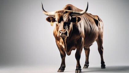 body of muscled bull, isolated white background.
