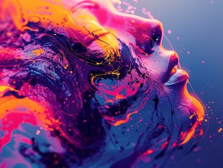 Produce a dynamic close-up shot capturing the essence of musics power through vibrant colors and bold typography Convey the energy and emotion music evokes