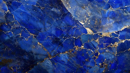 Photograph of lapis lazuli featuring delicate gold veins, suitable for a wall mural design that highlights the intricate gold patterns.