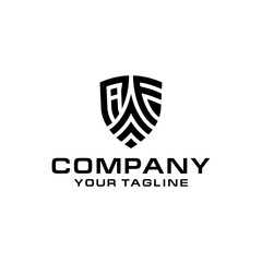AF shield letter logo design template.