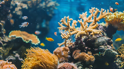 yellow coral reef and fish