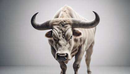 body of muscled bull, isolated white background.
