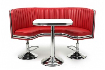 Retro diner furniture, isolated on white