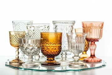 Vintage glassware, isolated on white
