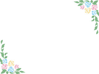 Obraz premium ピンクと水色と黄色の薔薇のコーナー〜母の日等に！