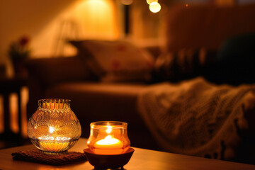 Warm amber lighting a cozy evening