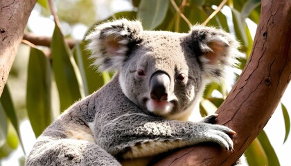 A Koala Napping Peacefully In The Shade Of A Tree  2