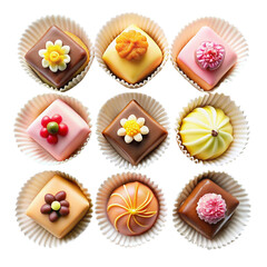 A top view sweets isolated on transparent background.
