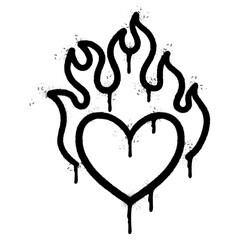 Spray Painted Graffiti Heart flame icon Sprayed isolated with a white background. graffiti Love fire symbol with over spray in black over white. © Doa Bunda