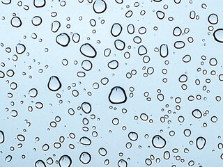 Drops of water on the glass surface. Abstract texture.